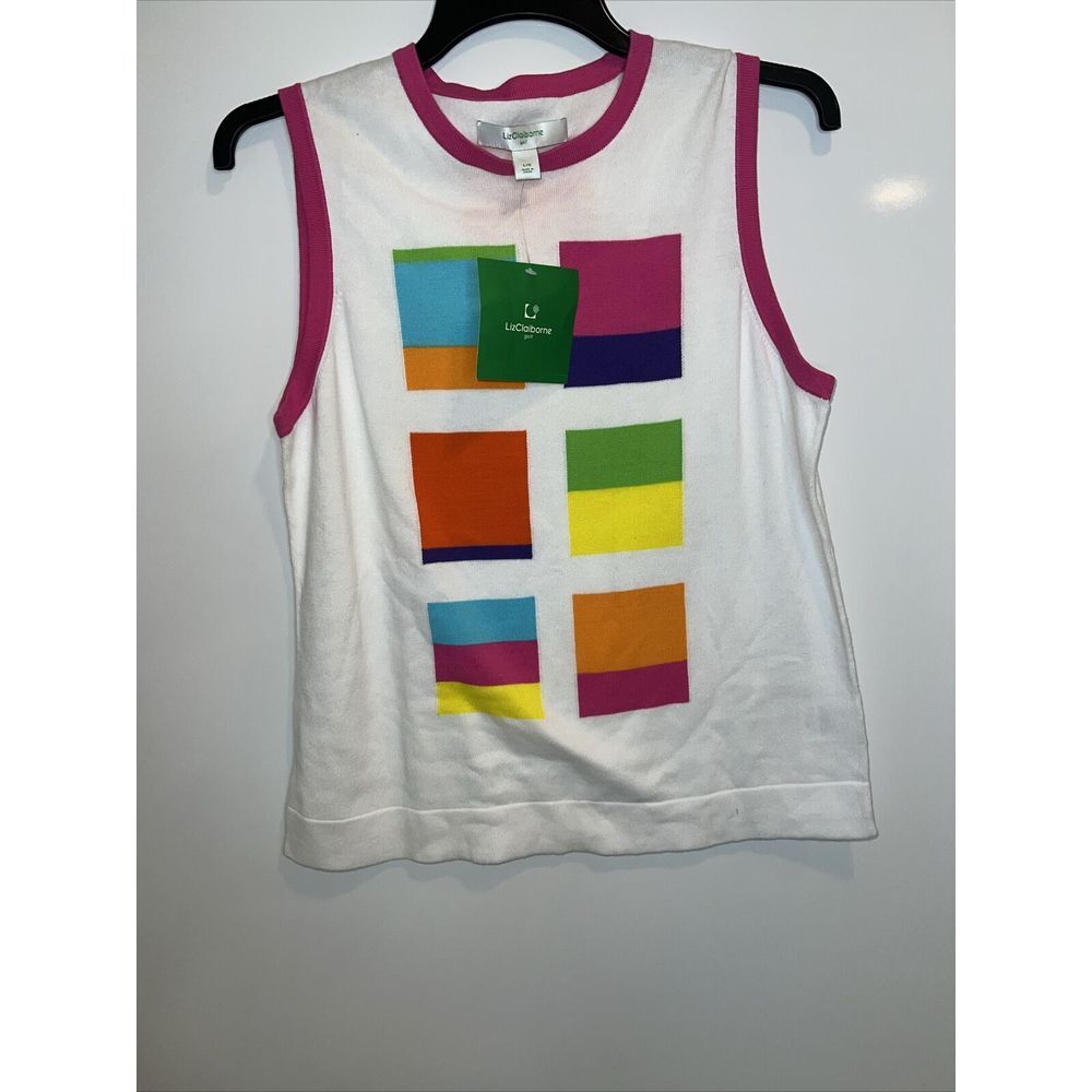 Women's Liz Clairborne golf tank multicolor bright‎ large NWT